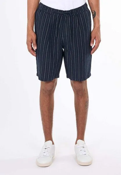 KnowledgeCotton Apparel KnowledgeCotton Apparel Loose Striped Shorts aus Bio-Leinen, Navy-striped (dunkelblau), – Produktbild 1 von 4