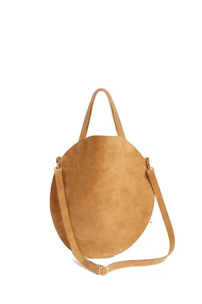 ELEKTROPULLI Runder Shopper von ElektroPulli, Cognac wildleder mit gold, – Produktbild 1 von 2