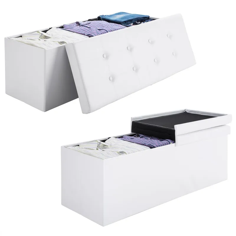 Casaria® Casaria Casaria Sitzbank Weiß 80x40x40cm mit Stauraum faltbar – Produktbild 1 von 1