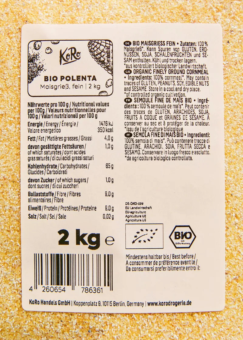 KoRo Bio Polenta 2 kg – Produktbild 3 von 5