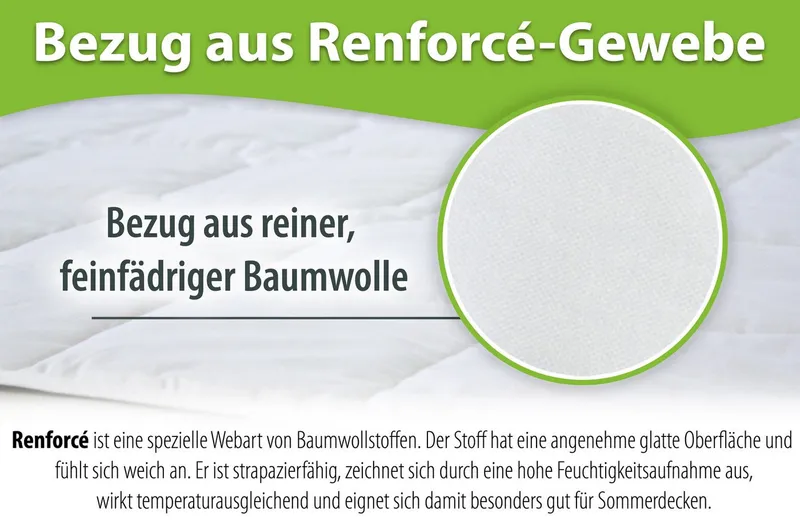 franknatur Naturfaserbettdecke Sommerdecke Lyocell, Füllung: 100% Lyocell/Tencel®, Bezug: 100% Baumwolle, extraleichte temperaturausgleichende Sommer-Bettdecke, Weiß, – Produktbild 4 von 5