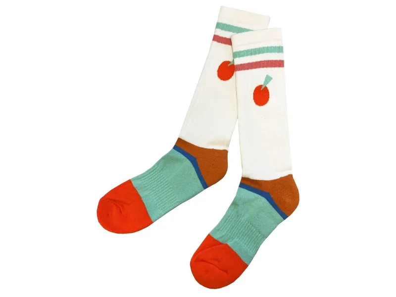Fräulein Prusselise Damen Tennissocken Bio-Baumwolle Geo Apfel Gr.35-38, Weiß, mehrfarbig, – Produktbild 1 von 2