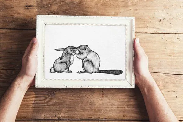 LIGARTI Kunstdruck »Kaninchen und Biber« von LIGARTI | A4, A3 oder A2 | Wandbild | Poster | Kunst – Produktbild 2 von 4