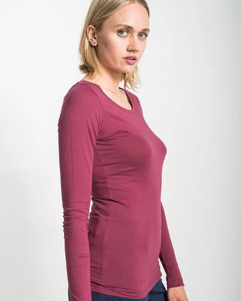 Alma & Lovis Alma & Lovis Langarmshirt aus 100% Bio-Baumwoll-Jersey (kbA) | Pure Shirt, Dunkelrot, – Produktbild 2 von 4