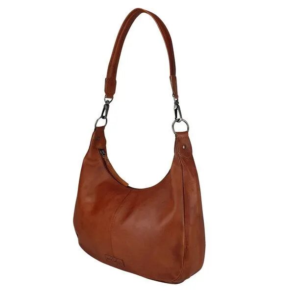 manbefair manbefair Hobo Bag Cathrine Leder, Rot-braun, – Produktbild 3 von 4