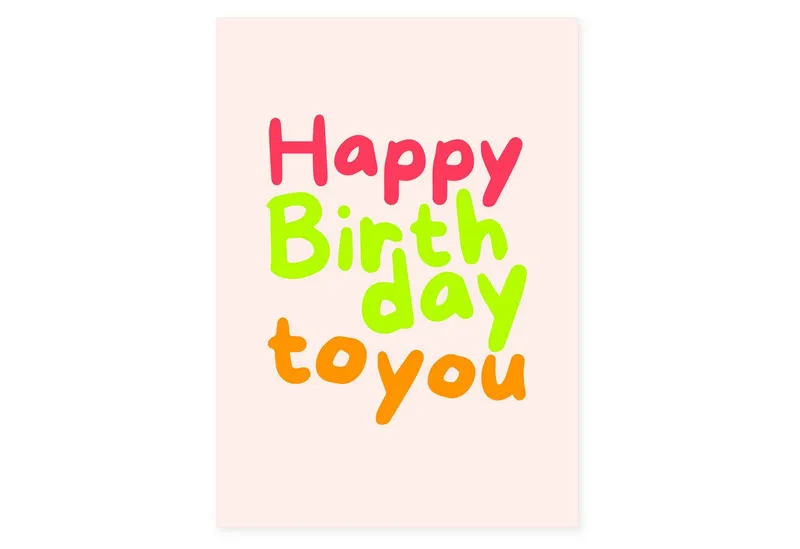 Bow & Hummingbird Bow & Hummingbird Postkarte "Happy Birthday" (Neon) aus Recyclingpapier – Produktbild 1 von 6