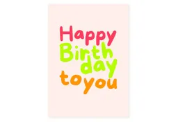 Bow & Hummingbird Bow & Hummingbird Postkarte "Happy Birthday" (Neon) aus Recyclingpapier – Produktbild 1 von 1