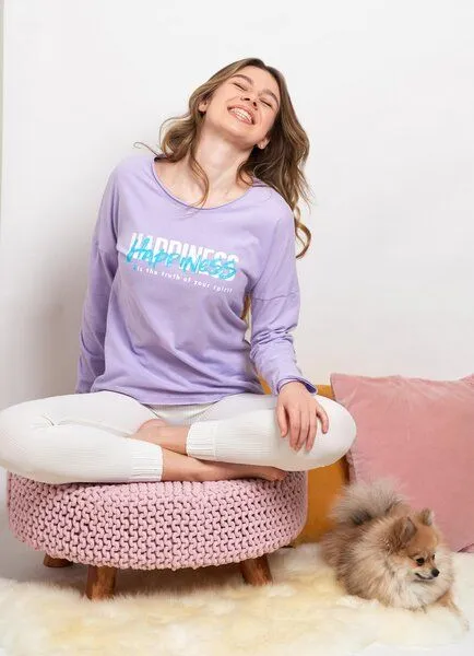 SPARKLES OF LIGHT SPARKLES OF LIGHT Yoga Shirt | HAPPINESS, Lila, – Produktbild 1 von 3