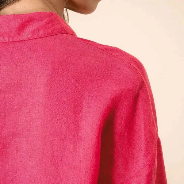 YTWOO YTWOO Oversized Leinenhemd für Damen, Raspberry sorbet, – Produktbild 4 von 4
