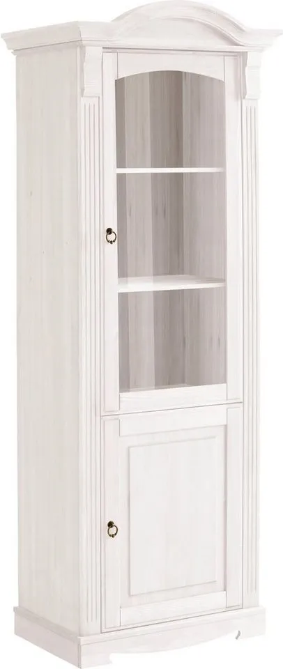OTTO home Vitrine Anna, Standvitrine, Vitrinenschrank, Glasvitrine (Gesamtmaße (B/T/H): ca. 66/46/188 cm) mit Glastür, Höhe 188 cm, Massivholz, mit Zierfräsungen, FSC®, Weiß, – Produktbild 2 von 5