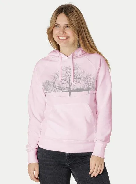 Peaces.bio - handbedruckte Biomode Peaces.bio - handbedruckte Biomode Damen Hoodie Landscape, Rosa, – Produktbild 2 von 2