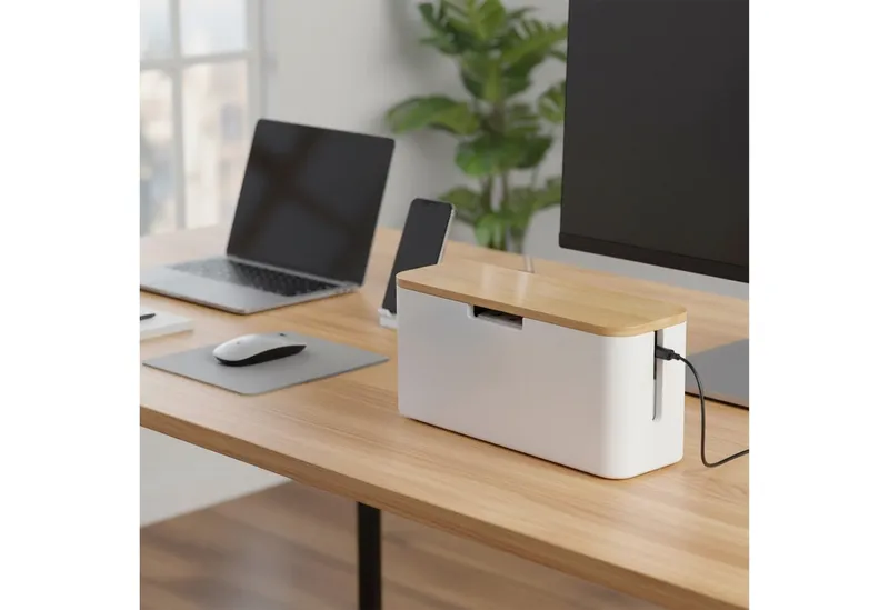 RELAXDAYS RELAXDAYS Kabelbox aus Bambus, (7-tlg), Braun|weiß, – Produktbild 6 von 6
