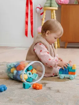 Vertbaudet Set aus 100 bunten Kunststoff-Bausteinen für Babys – Produktbild 1 von 1