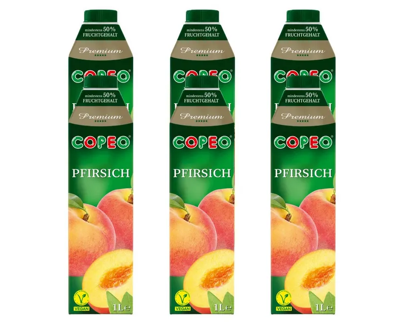 Copeo Saft, COPEO Pfirsichnektar aus fruchtigen Pfirsichsorten 1000ml 6er Pack – Produktbild 1 von 3