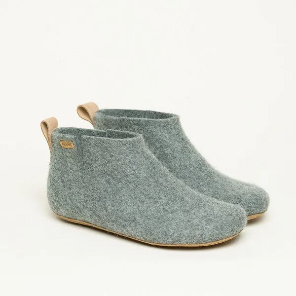 Magicfelt Magicfelt 743 Hüttenschuhe aus 100% Merino-Wolle Hausschuh für Damen & Herren Ledersohle, Grau, – Produktbild 2 von 6