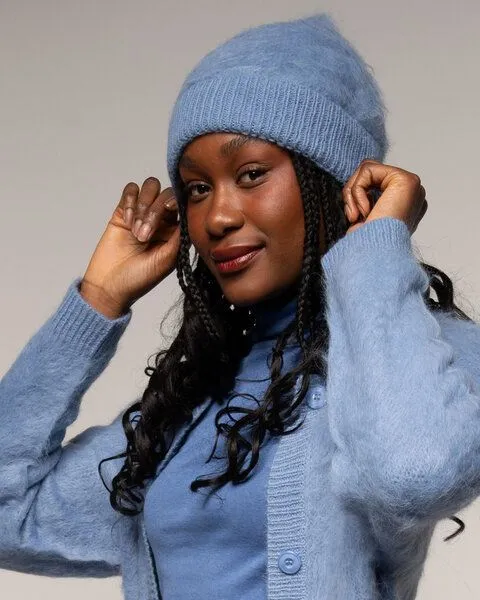 Alma & Lovis Alma & Lovis Weiche Kuschelmütze aus gebrushtem Alpakastrick | Brushed Cap, Blue (blau), – Produktbild 3 von 4