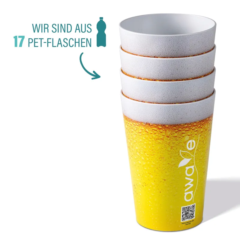AWAVE Trinkbecher 500 ml rPET Set 4-teilig, mit Eichstrich – Produktbild 2 von 4