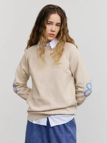 Rotholz Rotholz Flower Knit Pullower - Unisex - aus Bio-Baumwolle, Nature white (weiß), – Produktbild 1 von 4