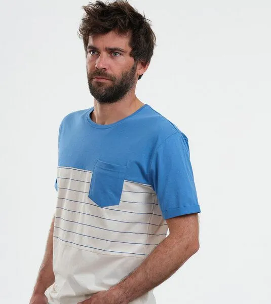 Gary Mash GARY MASH T-Shirt Miami mit Streifen aus Bio-Baumwolle, Blau, – Produktbild 1 von 4