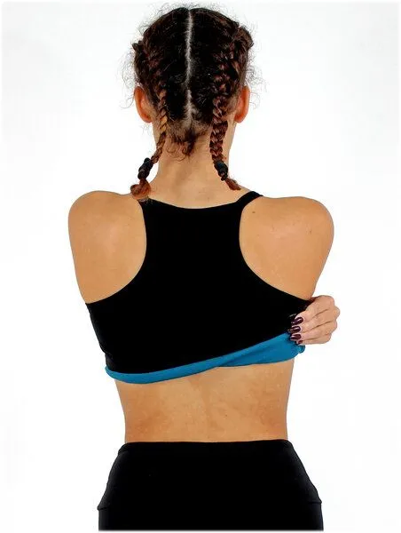 BAGHI BAGHI Yoga Bustier tropical print GOTS organic, Black-petrol, – Produktbild 4 von 4