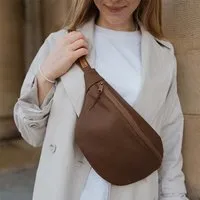 BOWLEANIES TASCHEN BOWLEANIES TASCHEN Große XXL Gürteltasche aus Lederfaserstoff, Chocolate mit gold, – Produktbild 1 von 1