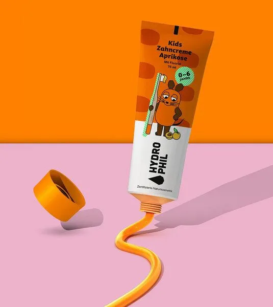 Hydrophil Hydrophil Kinder-Zahncreme mit der Maus - 75ml - Aprikose – Produktbild 3 von 3