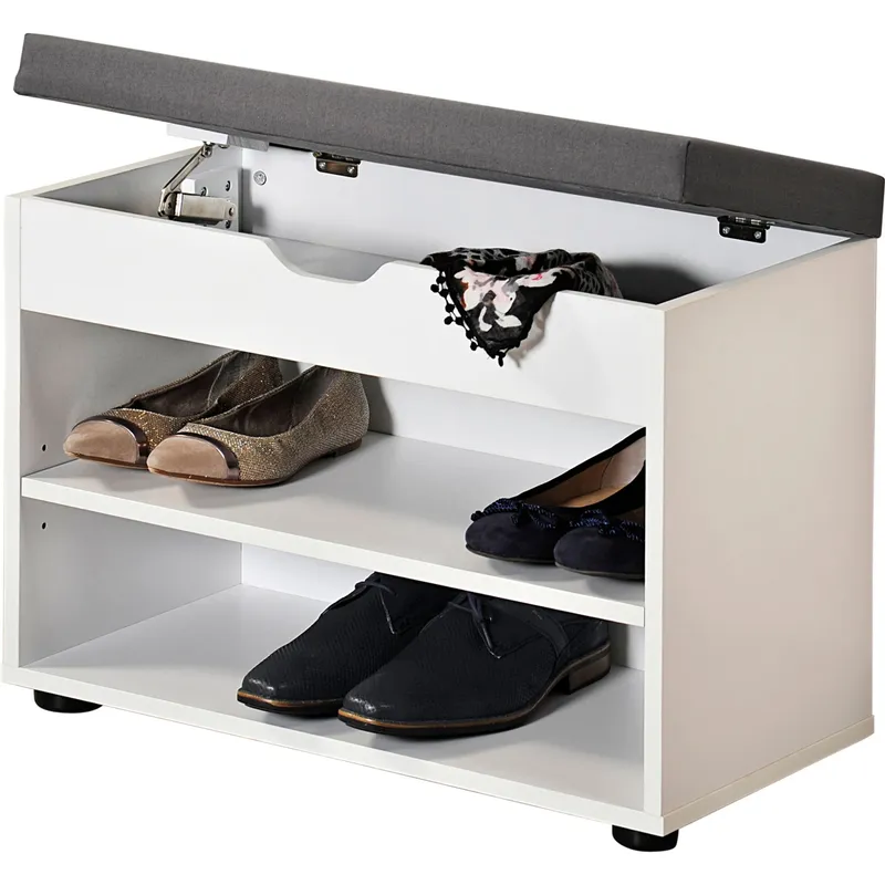 Kesper Schuhschrank mit Sitzkissen, 2 Fächer, Weiss, – Produktbild 2 von 3