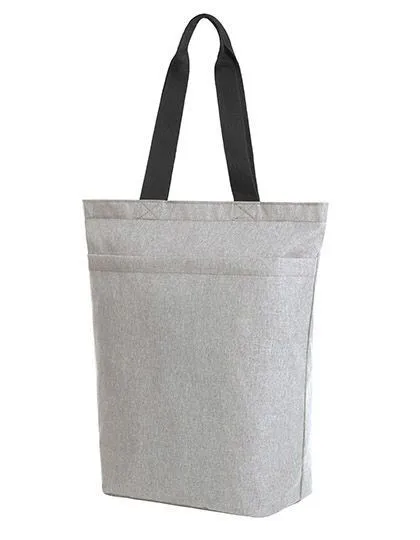 Halfar Halfar Recycelte Einkaufstasche mit Boden und Vortasche mit Reißverschluss, Grau (ash), – Produktbild 2 von 3