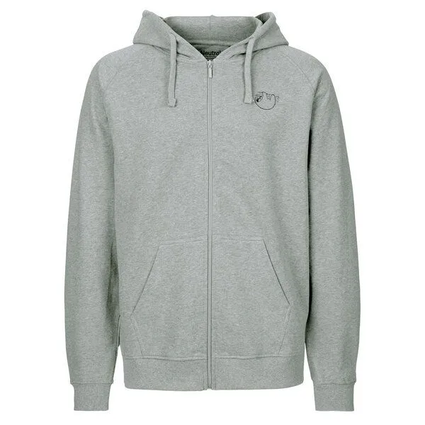 HANDGEDRUCKT HANDGEDRUCKT "Baumelmeister" Männer Zip Hoody Neutral, Grey, – Produktbild 2 von 4