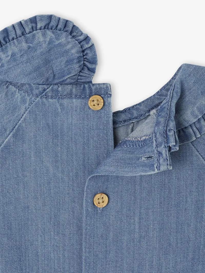 Vertbaudet Baby Langarm-Jeansbluse mit gerüschtem Kragen, Blue stone, – Produktbild 3 von 4