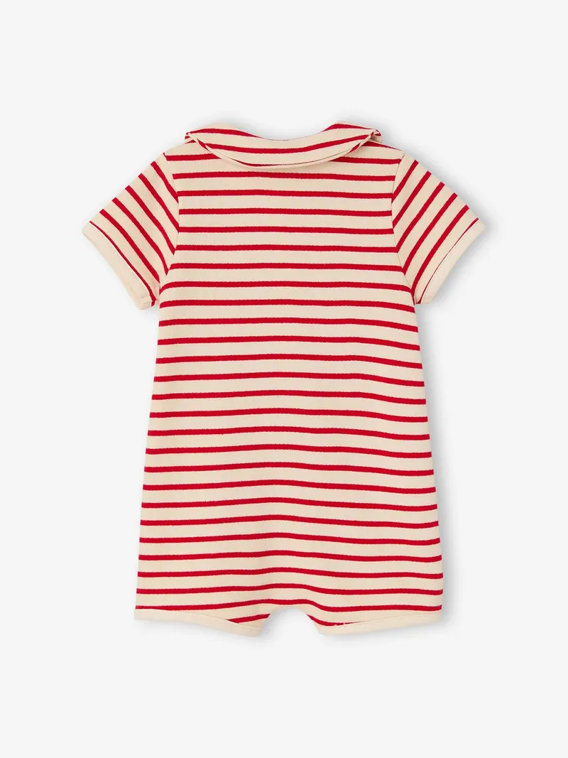 Vertbaudet Gestreifter Baby Overall, Rot, – Produktbild 3 von 4
