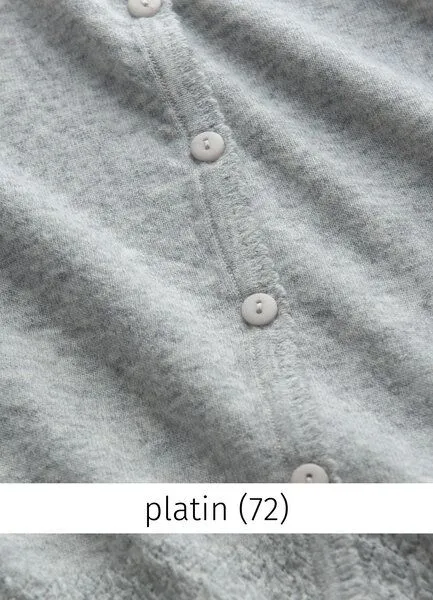 Heidekönigin Heidekönigin Strickjacke mit Ajourkante - GOTS, Platin, – Produktbild 2 von 3