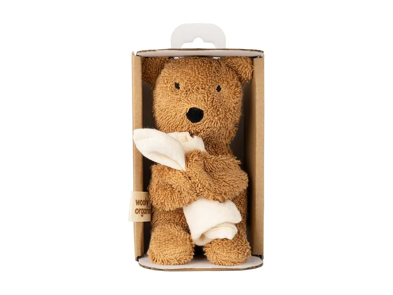 HANS NATUR HANS NATUR Kuscheltuch Teddy Bio-Baumwolle (kbA) mit Musselindecke 16 cm, Braun, – Produktbild 2 von 2