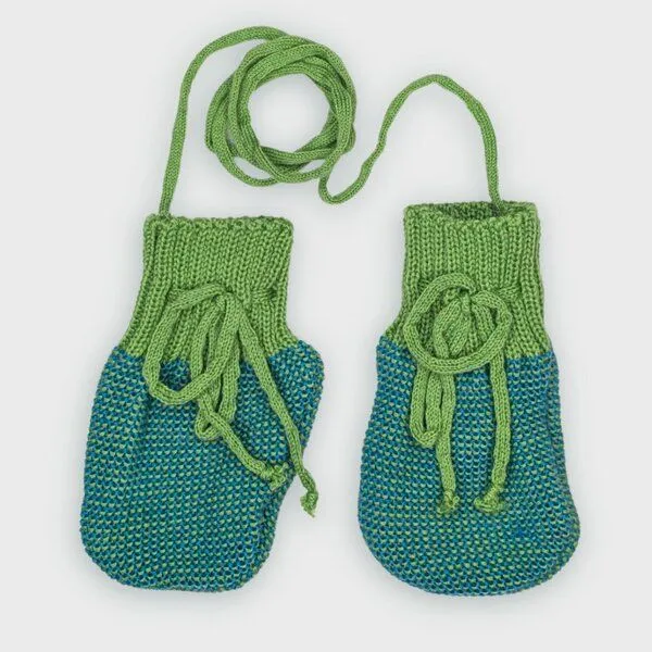 Disana Disana Strick-Handschuhe bio Merinowolle, Grün melange, – Produktbild 1 von 4
