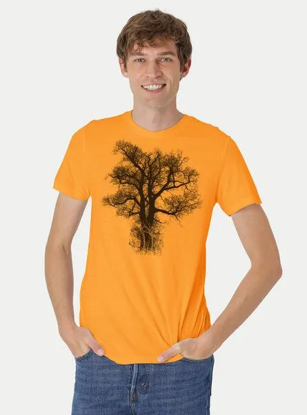 Peaces.bio - handbedruckte Biomode Peaces.bio - handbedruckte Biomode Bio-Herren-T-Shirt Chestnut, Hellorange, – Produktbild 2 von 3