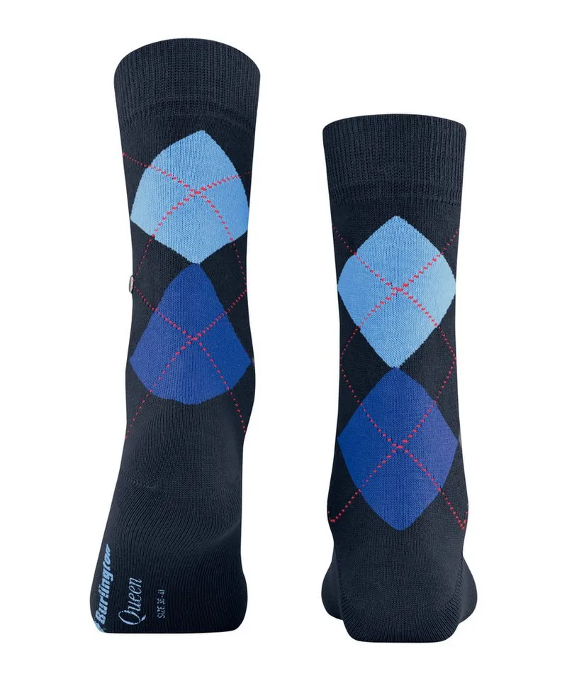 Burlington Burlington Socken Queen Einheitsgröße 36-41, Argyle-Muster, gekämmte Baumwolle, Blau, – Produktbild 3 von 5