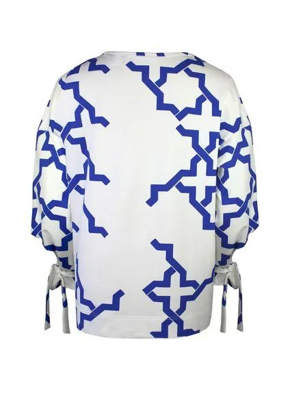 Sophia Schneider-Esleben Sophia Schneider-Esleben Pullover Tina aus Bio-Baumwolle, Weiß-blau, – Produktbild 3 von 3