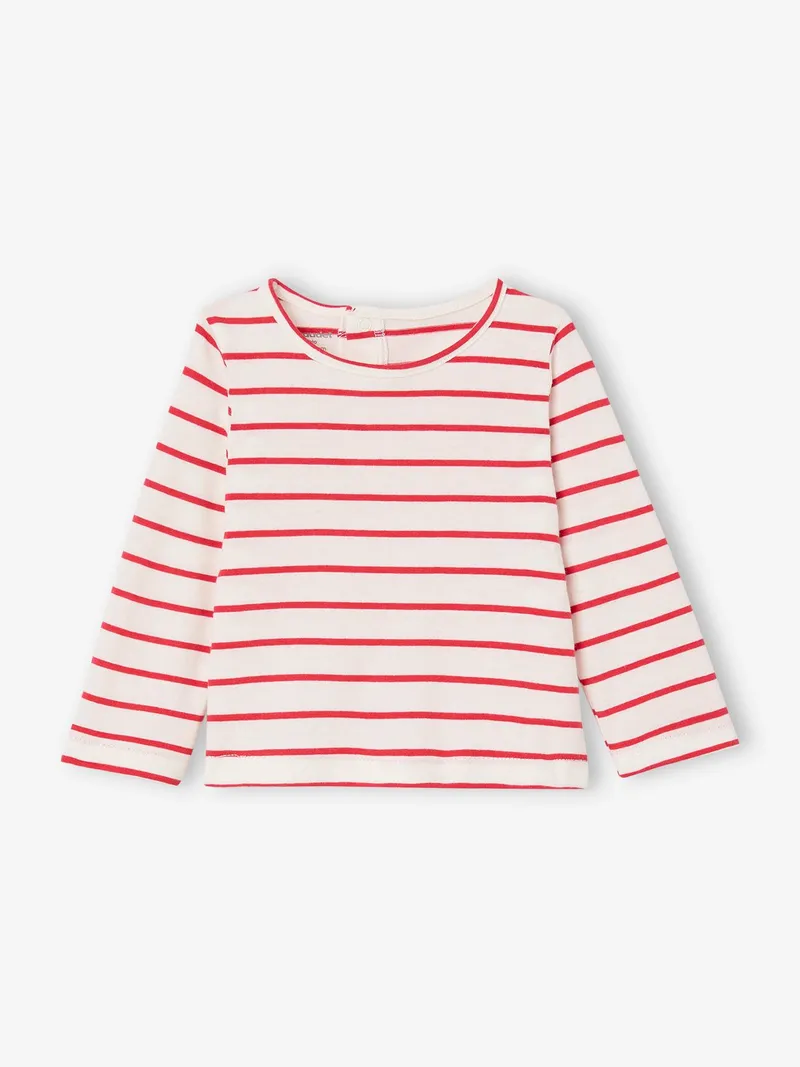 Vertbaudet 3er-Pack Mädchen Shirts, Rot gestreift, – Produktbild 4 von 4
