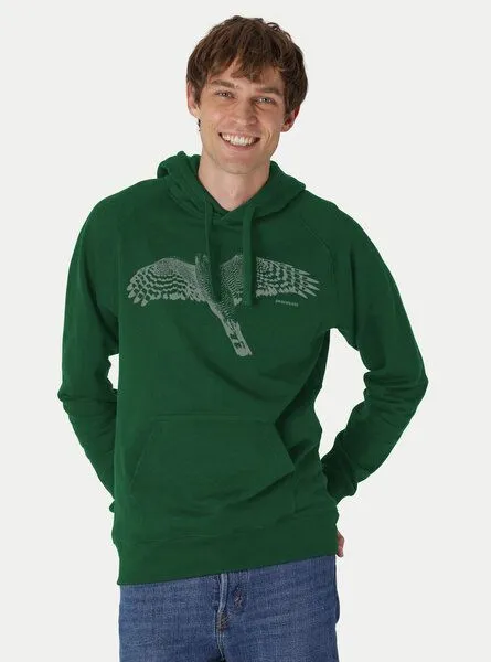 Peaces.bio - handbedruckte Biomode Peaces.bio - handbedruckte Biomode Bio-Herren-Kapuzensweater Sperber, Flaschengrün, – Produktbild 2 von 2