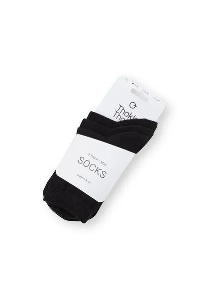 THOKKTHOKK ThokkThokk 3er-Pack Mid Socks Socken (GOTS, Fairtrade, Vegan), Schwarz, – Produktbild 2 von 6