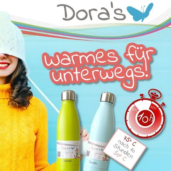 Dora's Dora's Dora’s Edelstahl-Thermoflasche "Schmetterling" (500ml) – Doppelwandig & Isoliert – Produktbild 2 von 2