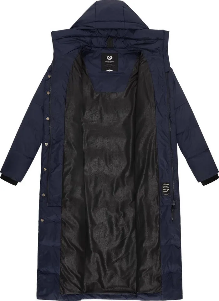ragwear ragwear Steppmantel Niara Long Gesteppter langer Damen Mantel mit Bindeband, Blau, – Produktbild 1 von 3