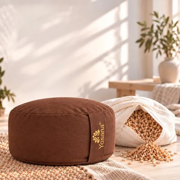 Yosana Yosana Yogakissen rund, Meditationskissen 30x15cm, Erdbraun, – Produktbild 7 von 8