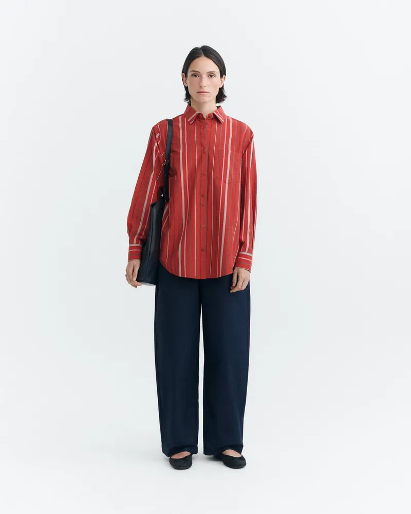thinking mu Thinking MU Damen vegan Hemd Odelia Oversize Rote Streifen, Rot, – Produktbild 1 von 2