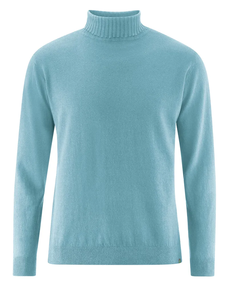 HempAge Hempage Herren vegan Pullover Feiner Rollkragen Wave Blau, Blau, – Produktbild 1 von 2