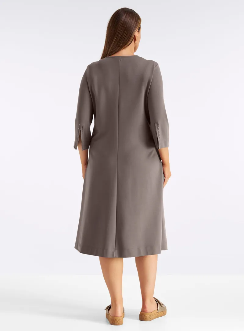 sheego Jerseykleid, Dunkeltaupe, – Produktbild 2 von 2