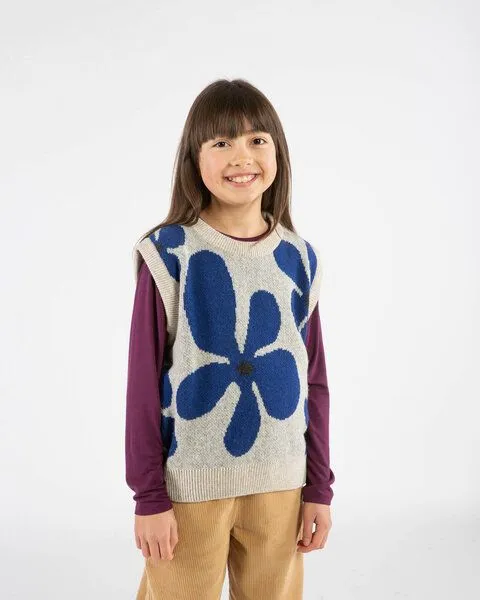 MATONA Matona Gestrickter Pullunder für Kinder aus Bio-Baumwolle und Wolle / Hug Vest, Flower, – Produktbild 1 von 4