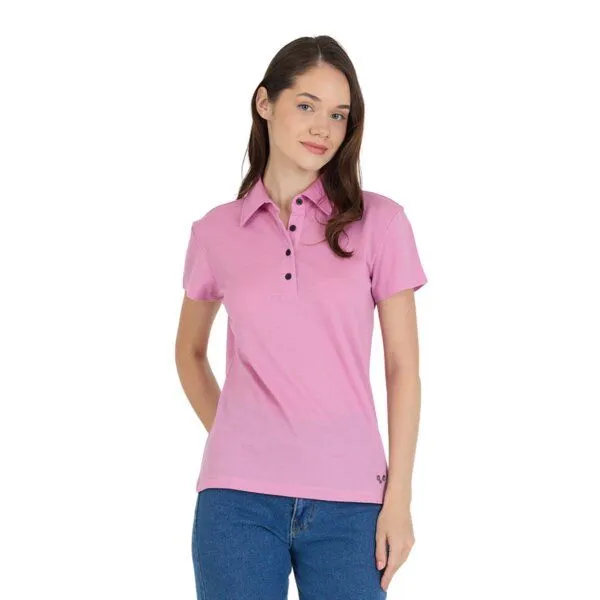 Woolona Woolona Merino Casual Damen Polo-Shirt - 100% Merinowolle, Pink, – Produktbild 1 von 2