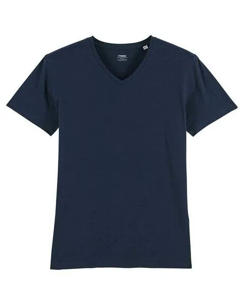 YTWOO YTWOO Männer Bio T-Shirt mit V-Ausschnitt, nachhaltig & fair hergestellt, Navyblau, – Produktbild 4 von 4