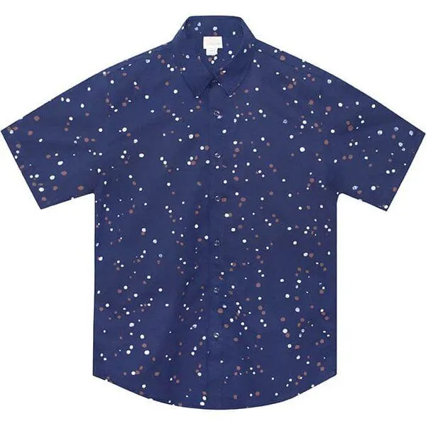 Global Mamas Global Mamas Bio Hemd - Slim Fit - Pathways, Confetti (blau), – Produktbild 1 von 2